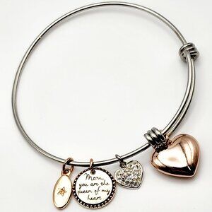 Unwritten "Mom You Are The Queen Of My Heart" Silver/Rose Gold-Tone Bracelet